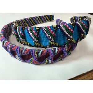 Vintage Headband Woven Festival Style 90s Blue Purple Fabric Lot of 2